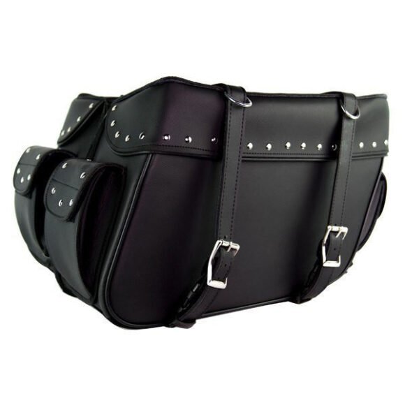 vance black side pannier bags for honda yamaha kawasaki indian and harley davidson motorcycles