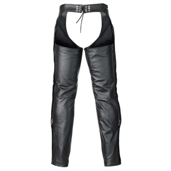 vance leather unisex all season black pant style premium cowhide motorcycle leather chaps