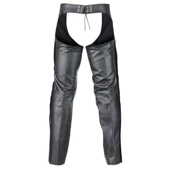 vance leather unisex black deep pocket biker leather motorcycle chaps