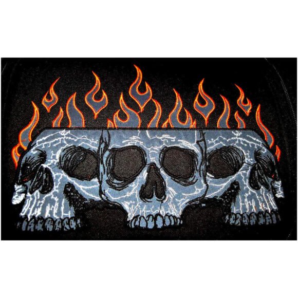 vance vs366 black embroidered reflective skull design motorcycle luggage travel sissy bar roll trunk bag