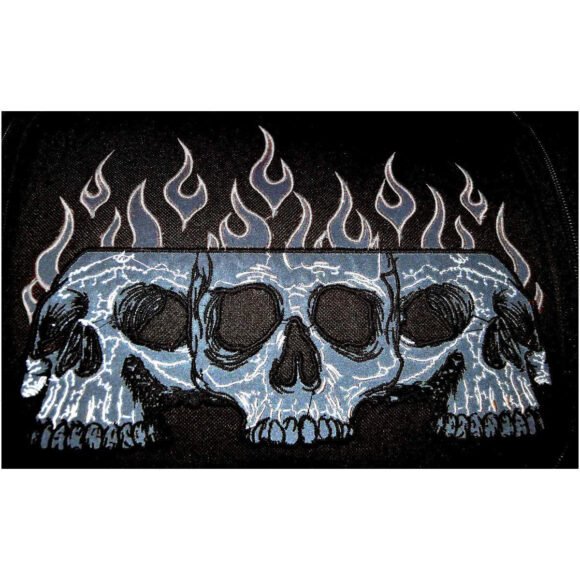 vance vs366 black embroidered reflective skull design motorcycle luggage travel sissy bar roll trunk bag