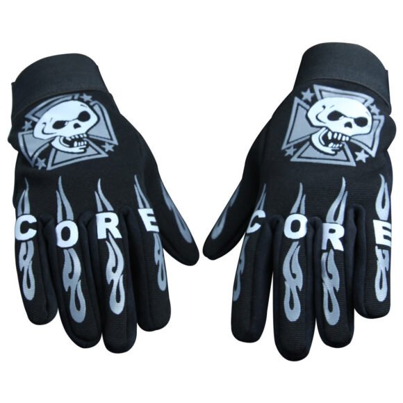 mens black suede palm | skull design mechanic gloves