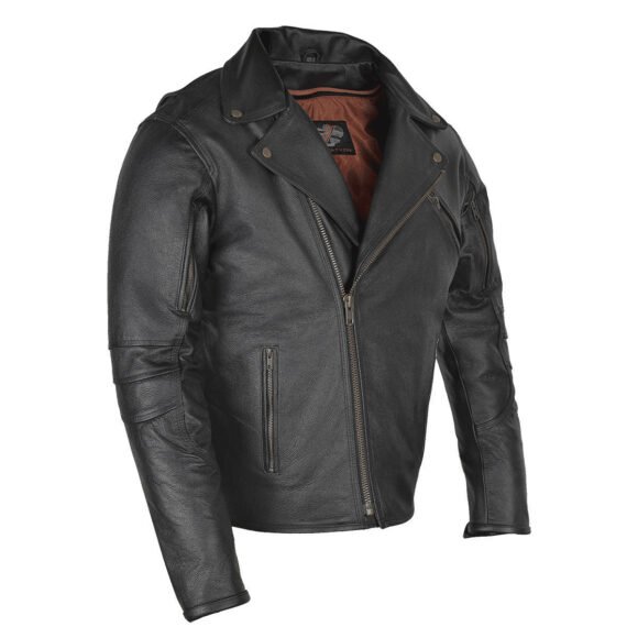high mileage men's dual conceal carry premium lightweight goatskin leather motorcycle jacket