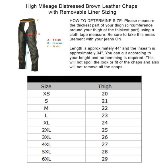 high mileage premium cowhide vintage distressed brown jean style leather motorcycle chaps unisex