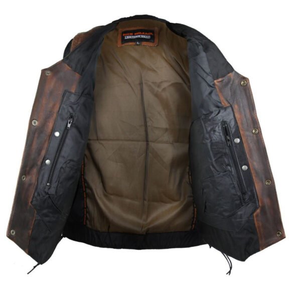 high mileage mens vintage brown cowhide ten pocket vest