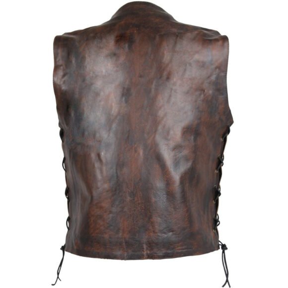 high mileage mens vintage brown cowhide ten pocket vest