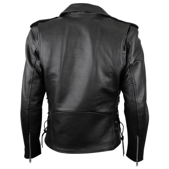 vance leathers mens classic motorcycle black leather jacket w/ conceal carry pockets, zip out insulated liner and side laces