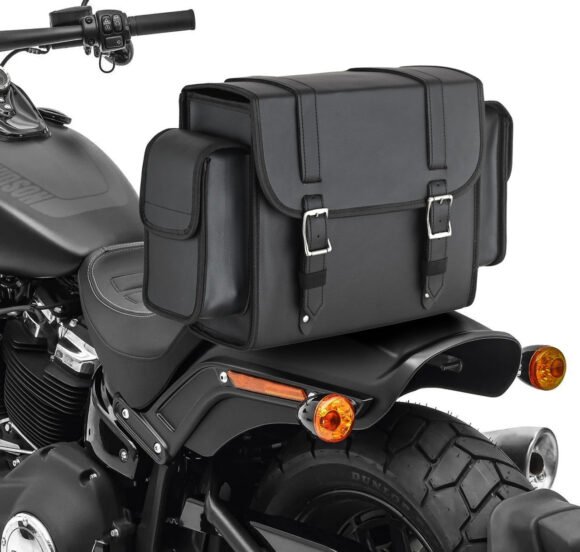 vance medium black plain sissy bar travel bag for harley davidson motorcycles