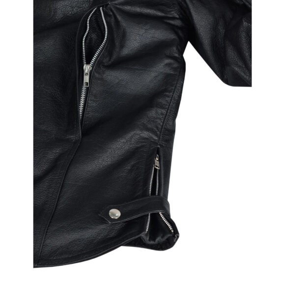 high mileage mens advanced clean concealed carry black cowhide leather motorcycle riding jacket