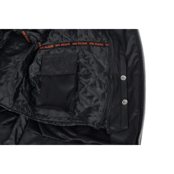 high mileage mens advanced clean concealed carry black cowhide leather motorcycle riding jacket