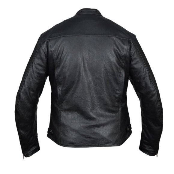 high mileage mens advanced clean concealed carry black cowhide leather motorcycle riding jacket