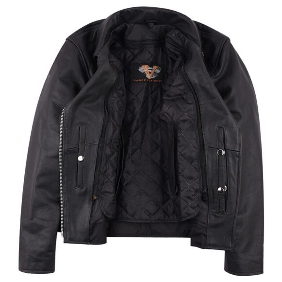 womens black leather braided | studded riding jacket
