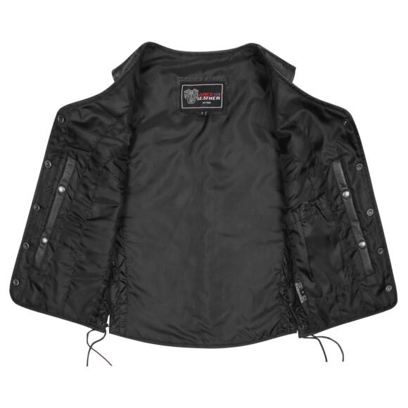 ladies leather economy five snap vest | lace side