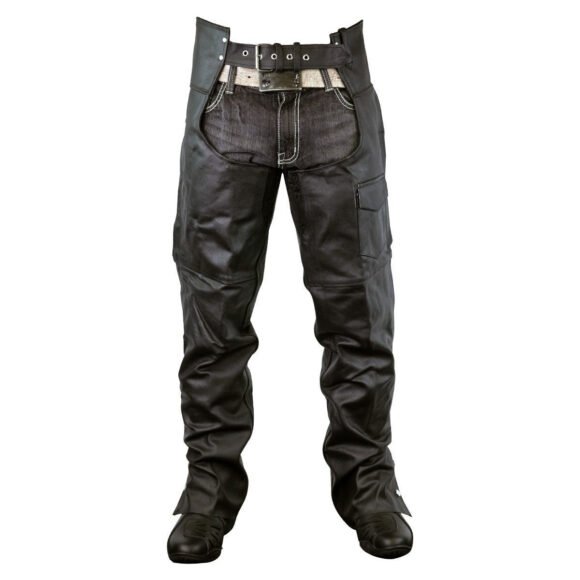 vance leather unisex black zip out insulated thermal liner biker leather motorcycle chaps