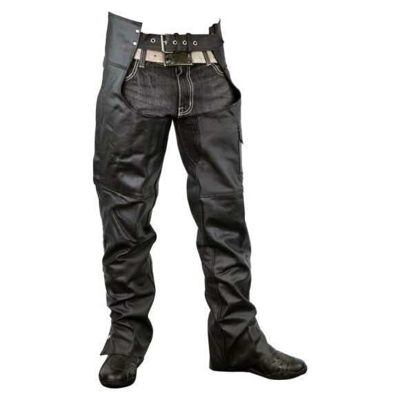 vance leather unisex black zip out insulated thermal liner biker leather motorcycle chaps