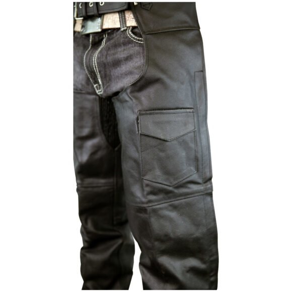 vance leather unisex black zip out insulated thermal liner biker leather motorcycle chaps