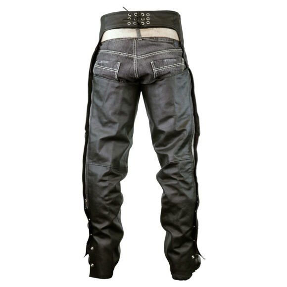 vance leather unisex black zip out insulated thermal liner biker leather motorcycle chaps