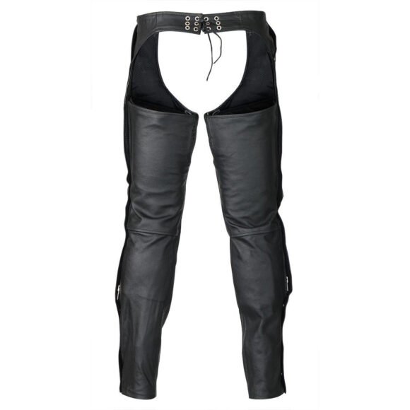 vance leather unisex black zipout insulated thermal lined zipper pocket biker motorcycle leather chaps