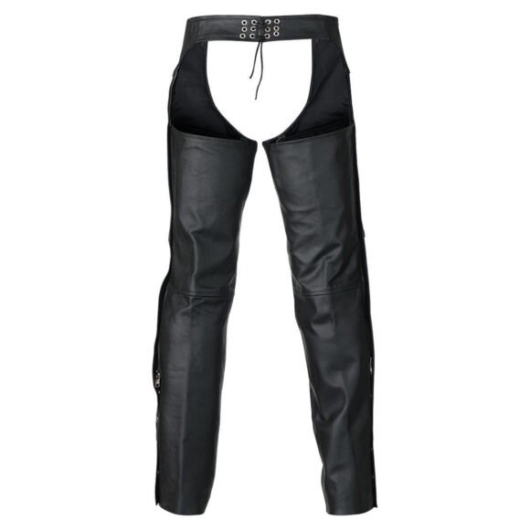 vance leather unisex classic black leather biker motorcycle riding chaps