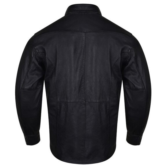 high mileage mens concealed carry black premium cowhide biker motorcycle leather shirt