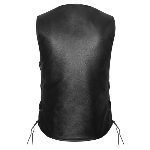 ladies leather economy five snap vest | lace side