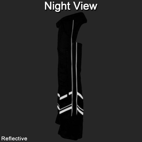 vance leather mens black reflective and vented premium cowhide leather biker motorcycle riding chaps