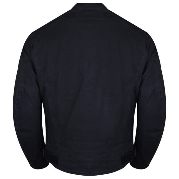 mens black waxed cotton cafe style scooter motorcycle jacket with ce armor