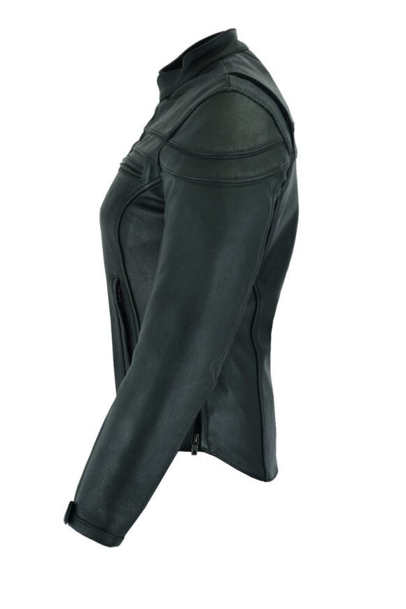 vance leather womens black soft cowhide scooter crossover biker jacket
