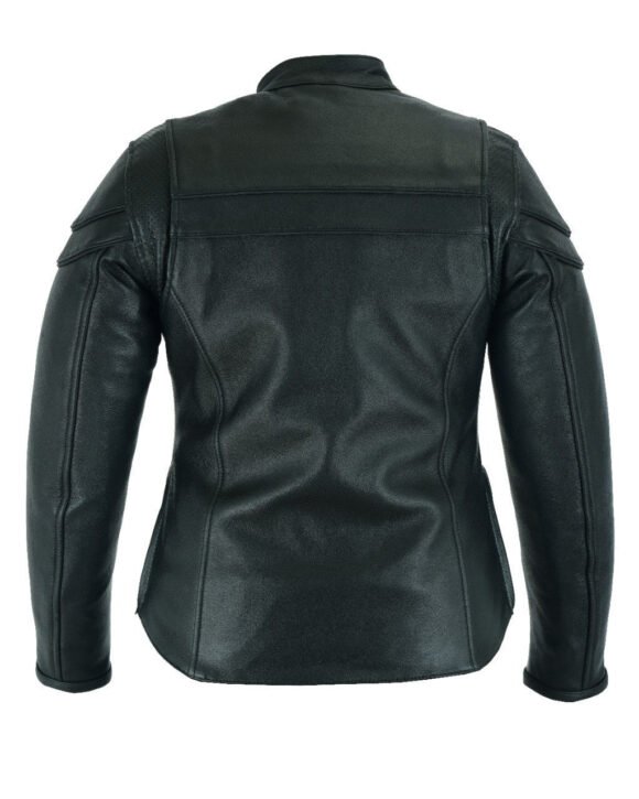 vance leather womens black soft cowhide scooter crossover biker jacket