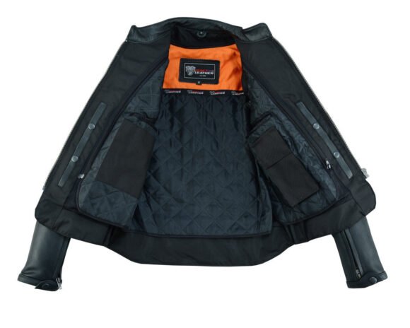 vance leather womens black soft cowhide scooter crossover biker jacket