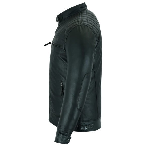 mens cafe racer gatsby black waxed lambskin motorcycle leather jacket