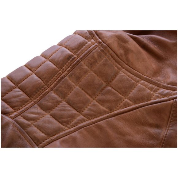 mens cafe racer waxed lambskin austin brown biker jacket