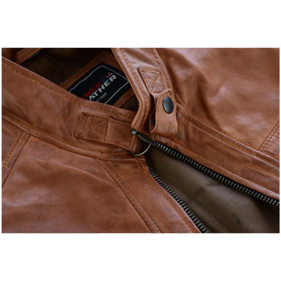 mens cafe racer waxed lambskin austin brown biker jacket