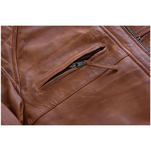 mens cafe racer waxed lambskin austin brown biker jacket