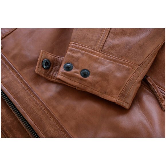 mens cafe racer waxed lambskin austin brown biker jacket