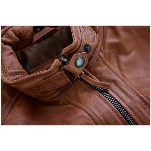 mens cafe racer waxed lambskin austin brown biker jacket
