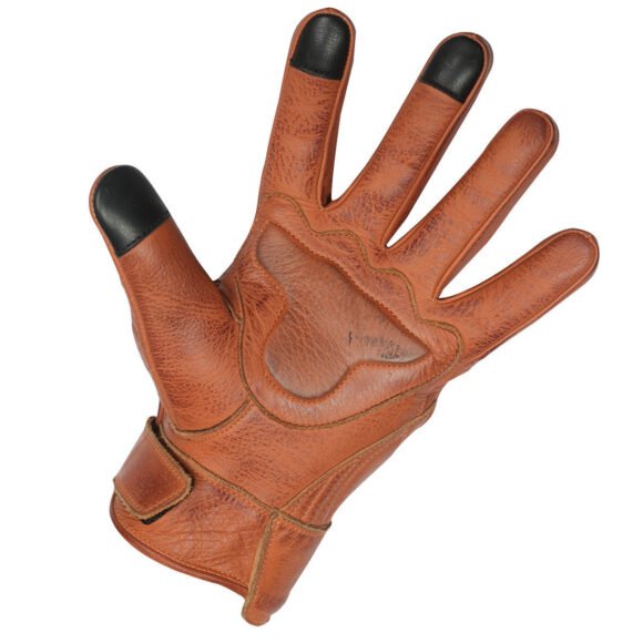 leathers mens premium waxed austin brown leather perforated riding gloves