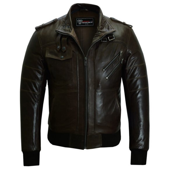 vance leather mens vincent brown waxed premium cowhide motorcycle leather jacket