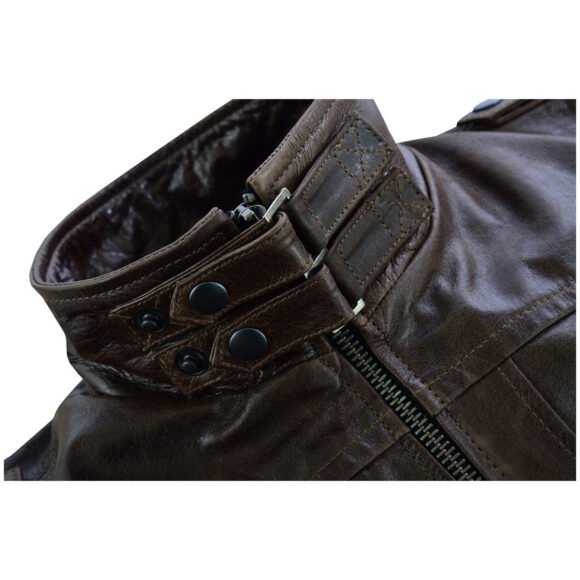 vance leather mens vincent brown waxed premium cowhide motorcycle leather jacket