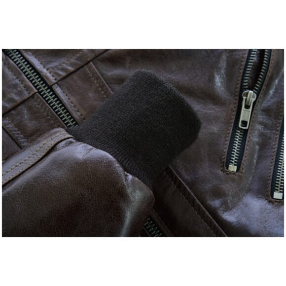 vance leather mens vincent brown waxed premium cowhide motorcycle leather jacket