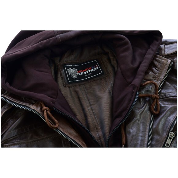 vance leather mens vincent brown waxed premium cowhide motorcycle leather jacket