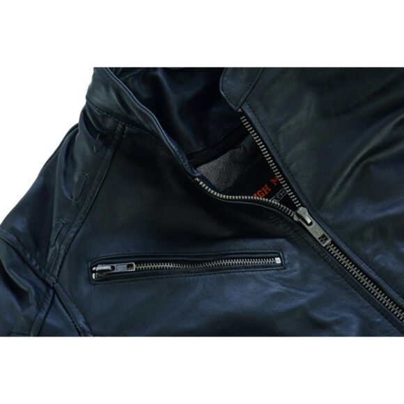high mileage "roxy" womens black leather fashion jacket | fringe | rivet detail | lightweight