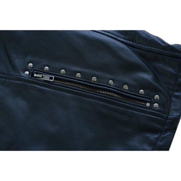 high mileage "roxy" womens black leather fashion jacket | fringe | rivet detail | lightweight