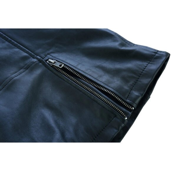 high mileage "roxy" womens black leather fashion jacket | fringe | rivet detail | lightweight