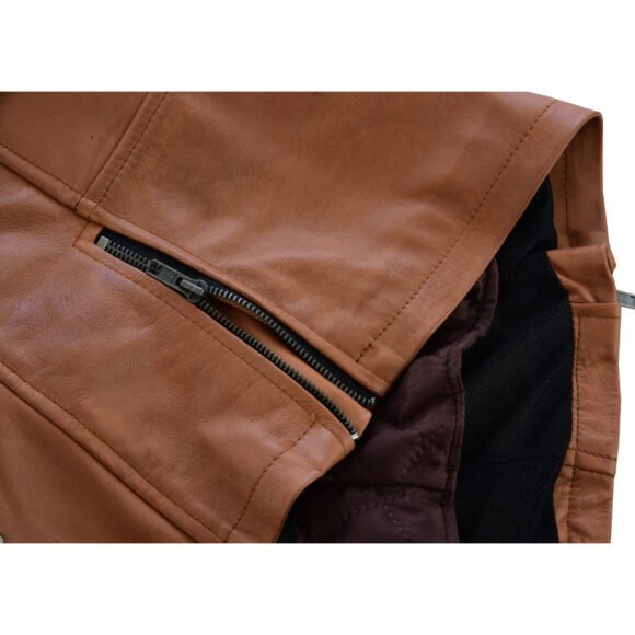 womens fringe | rivet brown leather fashion jacket | lightweight