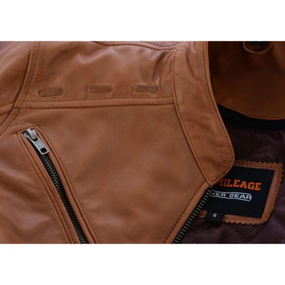 womens fringe | rivet brown leather fashion jacket | lightweight