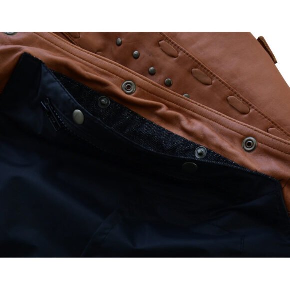 high mileage roxy ladies premium brown leather vest | fringes | rivets