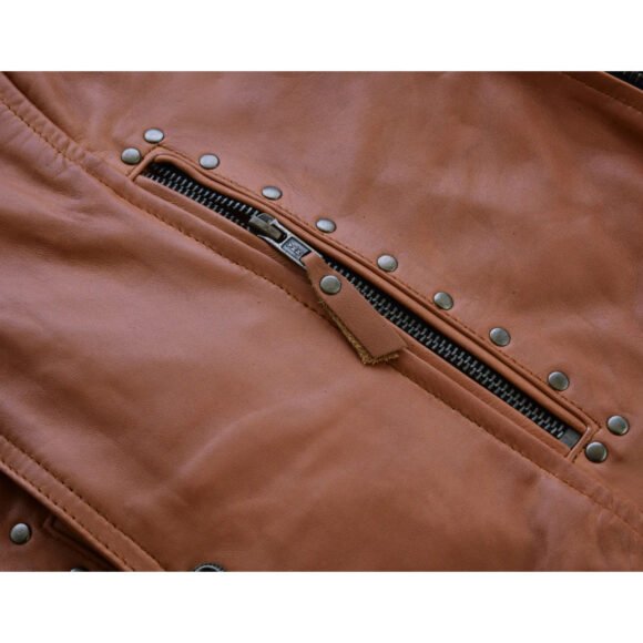 high mileage roxy ladies premium brown leather vest | fringes | rivets