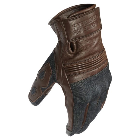 denim | leather riding gloves (brown) with mobile phone touchscreen