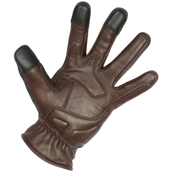 denim | leather riding gloves (brown) with mobile phone touchscreen